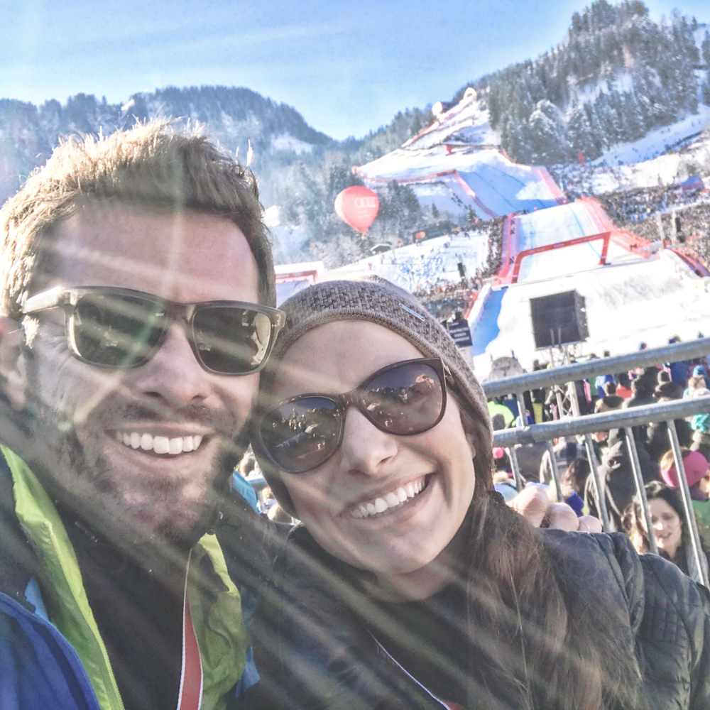 Jan und Julia Hartmann am Zieleinlauf des Hahnenkamm_rennen 2017 in Kitzbühel 